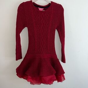 Red knit with sparkle Holiday dress